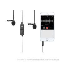 博雅 BY-M1DM 雙咪頭全向型領夾麥克風  BOYA 一拖二 有線手機采訪話筒小蜜蜂 
