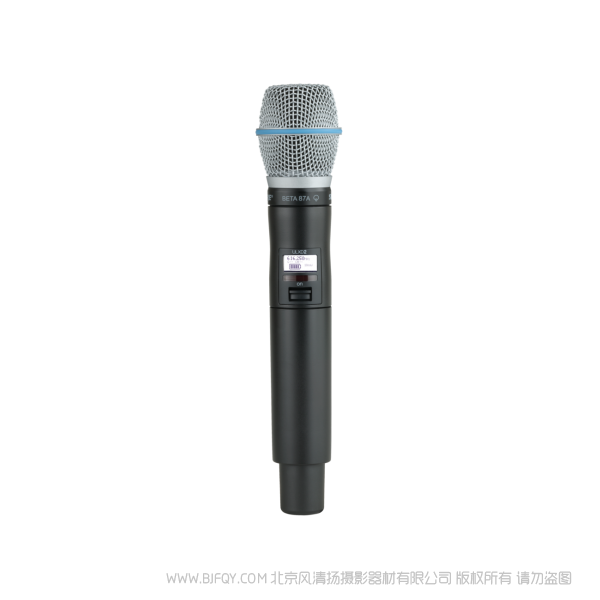 Shure 舒爾 ULXD2/B87A Beta87A話筒配備ULXD2手持式發(fā)射機 ULX-D數(shù)字無線系統(tǒng)之BETA87A手持式無線發(fā)射機。