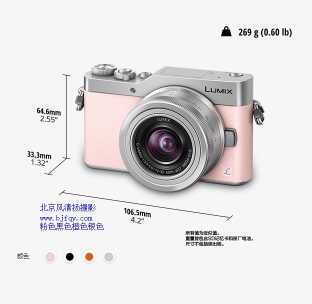 松下(Panasonic)DC-GF9K微型單電套機(12-32mm鏡頭)4K美顏自拍神器、觸摸翻轉屏、WIFI傳輸 櫻花粉
